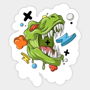 Graffiti Dinosaur Drip Sticker